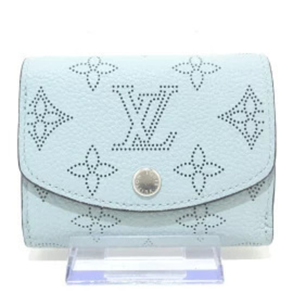 LOUIS VUITTON Portefeuille Iris Tri fold Wallet Vert Lagoon Calf Leather Cowhide
